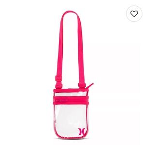 Hurley Transparent Stadium Bag with Bright Pink Strap Crossbody NWT